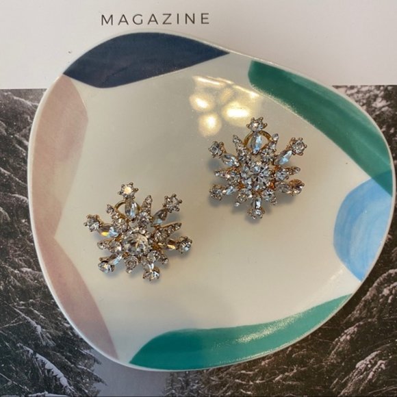 Diamond Snowflake Stud Earrings - Picture 5 of 6